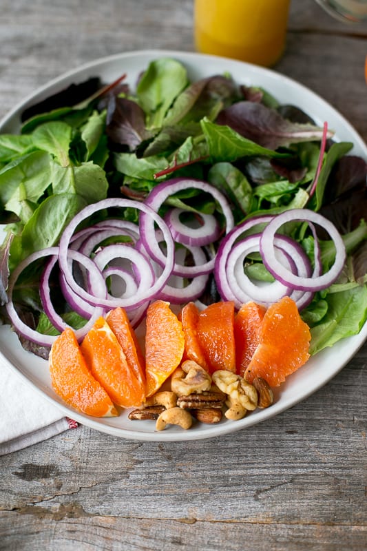 Mother's Day Brunch Menu: Citrus Salad with Nuts and Orange Mango Vinaigrette 