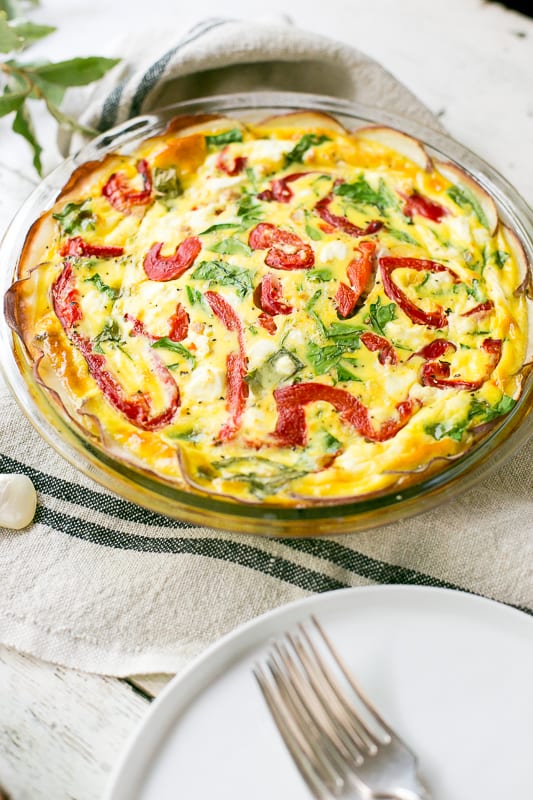 Potato Crusted Quiche with Red Peppers, Spinach and Feta | Kimbrough ...