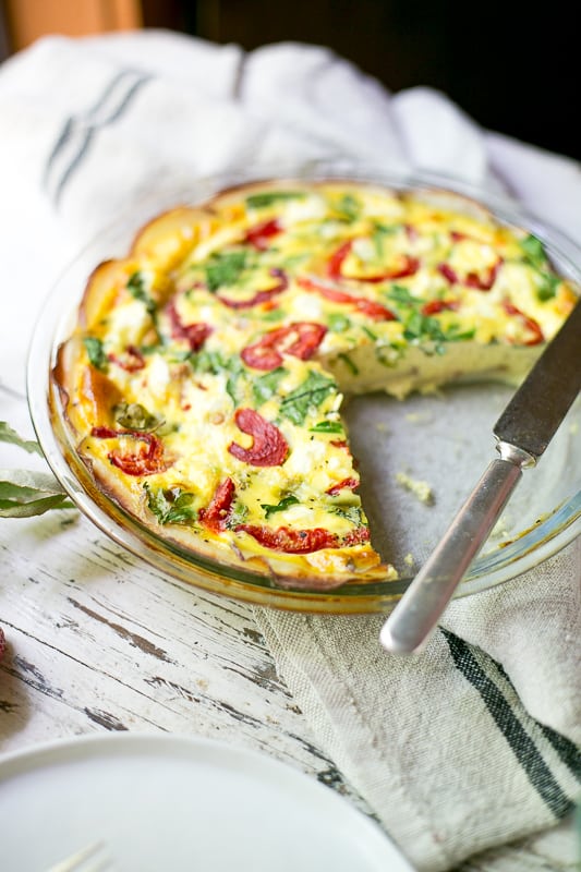 Potato Crusted Quiche with Red Peppers, Spinach and Feta | Kimbrough ...